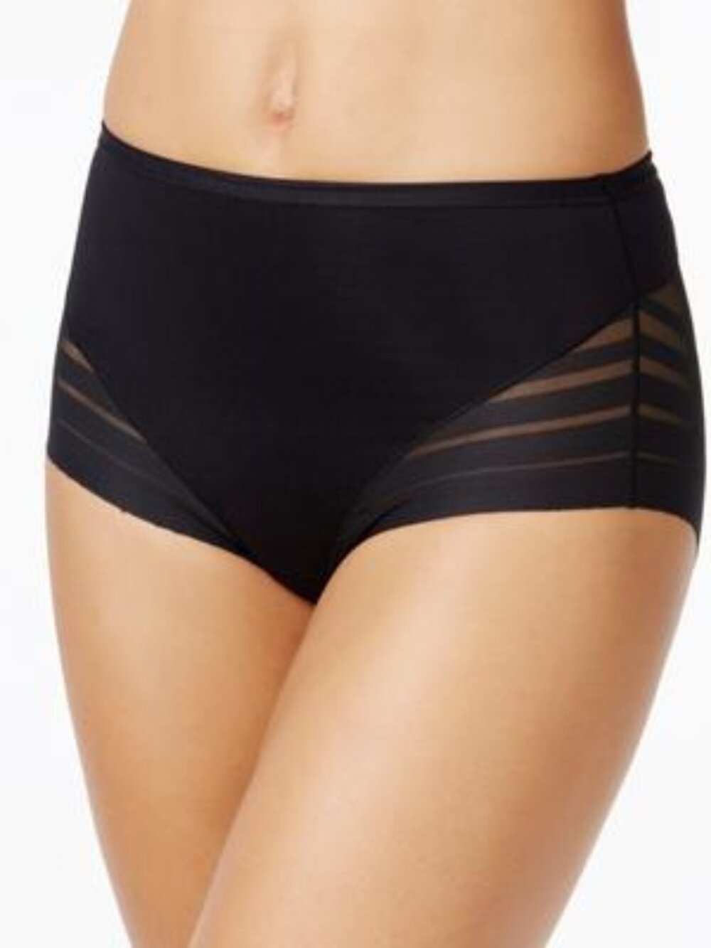 #2077 Leonisa Lace Stripe Undetectable Classic Shaper Panty 012903 - Black